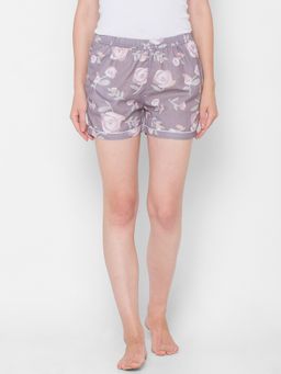 FashionRack - Women Rayon Floral Mauve Shorts