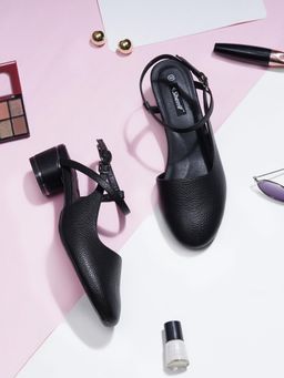 Sherrif Shoes - Women Black Block Heels