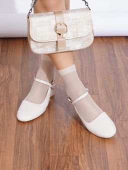 Sherrif Shoes - Women Beige Block Heels