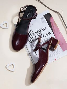 Sherrif Shoes - Women Maroon Block Heels