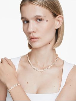 SWAROVSKI - Women Una Angelic Round Cut Gold Plated Necklace Set