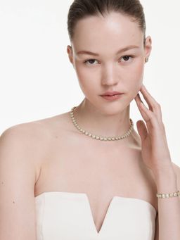 SWAROVSKI - Women Una Angelic Round Cut Gold Plated Necklace Set