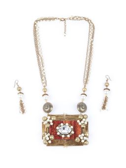 Odette - Women Gold Tone Multistring Tribal Necklace Set