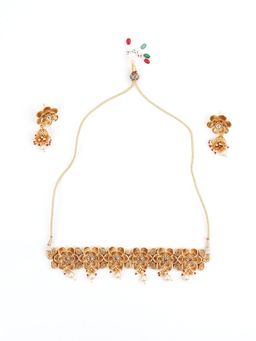 Odette - Women Gold Tone Floral Choker Set