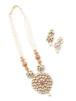 Odette - Women Multi-Color Kundan Pearl Necklace Set