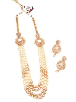 Odette - Women Off White-Gold Pearl Dazzling Necklace Set