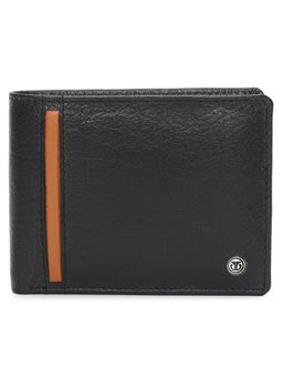Titan - Solid Leather Bifold Wallet in Color Black