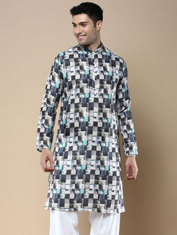 Sanwara - Multi Mens Designer Stylish Checks Traditional Cotton Kurta