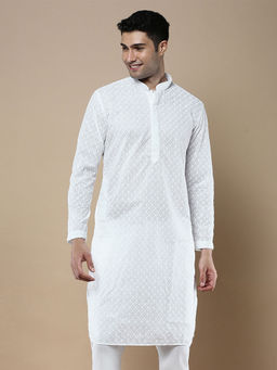 Sanwara - White Stylish Ethnic Chikankari Kurta for Men