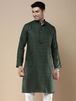 Sanwara - Green Sanwara Mens Ethnic Woven Cotton Silk Kurta