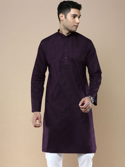 Sanwara - Purple Sanwara Mens Ethnic Woven Cotton Silk Kurta