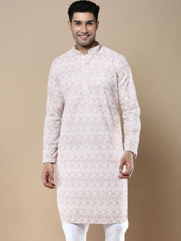 Sanwara - Pink Stylish Ethnic Chikankari Kurta for Men
