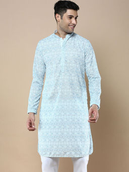 Sanwara - Blue Stylish Ethnic Chikankari Kurta for Men