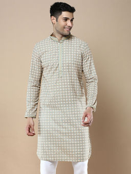 Sanwara - Brown Stylish Ethnic Chikankari & Printed Kurta for Men