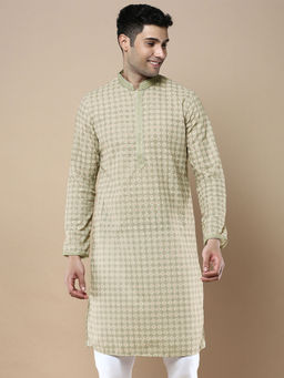 Sanwara - Green Stylish Ethnic Chikankari & Printed Kurta for Men