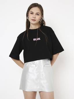 BLNK - Oversize Black Solid Tshirt