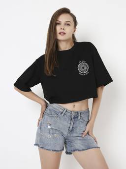 BLNK - Oversize Black Printed Tshirt