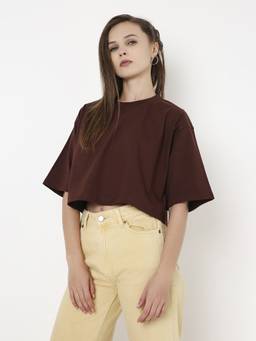 BLNK - Oversize Brown Solid Tshirt