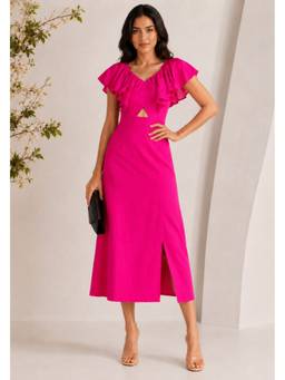 Lounge Dreams - Flamingo Pink Midi Dress