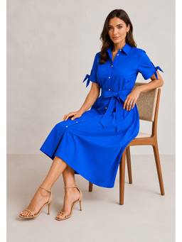 Lounge Dreams - Blue Short Sleeves Shirt Dress
