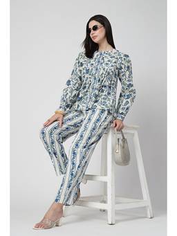 PERINI - White Womens Cotton Floral Co-ord