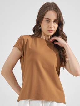 TOKYO TALKIES - Women Solid Brown Tshirt