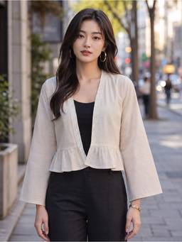 Style Quotient - Beige Women Solid Shrug