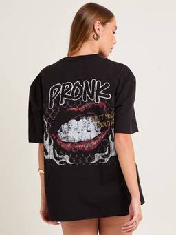 PRONK - Death Bite Women Terry Printed Oversized T-Shirt