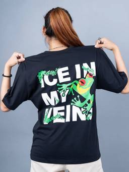PRONK - Ice In My Veins Puff Printed Women Oversized Terry T-Shirt
