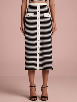 Muvazo - Monotone Muse Ribbed Fitted Skirt