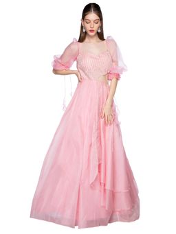 Masumi Mewawalla - Rose Pink Sequins & Embroidered Gown