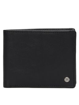 Titan - Solid Leather Bifold Wallet in Color Black