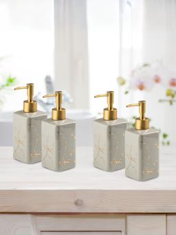 The Better Home - Grey Marble Glossy Soap Dispenser, 320ml (Pack of 4)