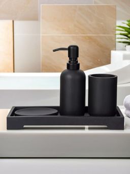 The Better Home - Poly-Resin Bathroom Accessories Black (Set of 4)