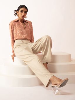 Twenty Dresses by Nykaa Fashion - Work Light Brown Abstract Shirt