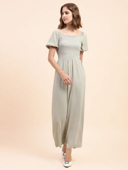 CAMLA - Barcelona Puff Sleeve Glacier Green Smocked Jumpsuit