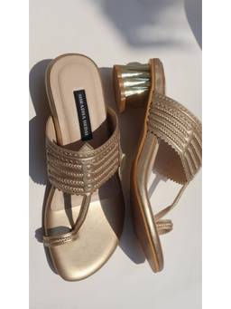 Shradha Hedau Footwear Couture - Beige One Toe Block Heels