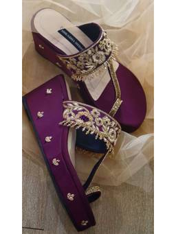 Shradha Hedau Footwear Couture - Wine One Toe Wedge Heels