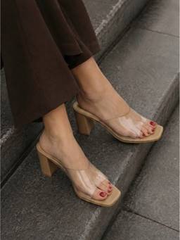 Shradha Hedau Footwear Couture - Beige Open Toe Block Heels