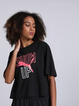 Puma - Womens Graphic Boxy Fit Womens Black T-Shirt