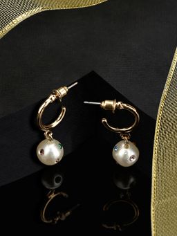 Accessorize London - Women's Brights-Multi Island Vibe Gem Inset Pearl Hoop Earring