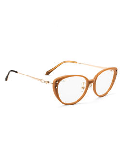 PERKEY - Full Rim Cat Eye Gold Brown Spectacle Frame For Women (OPTL0026-C2) (51)