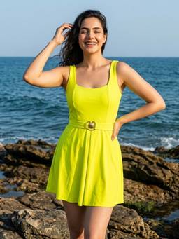 AOBA - Coastal Muse Neon Yellow Swim Dress