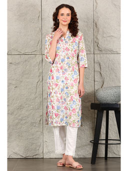 W - Floral Printed Pure Cotton Straight Kurta