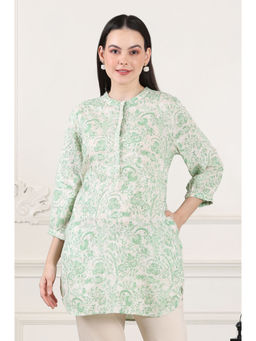 W - Floral Printed Swiss Dot Straight Kurti