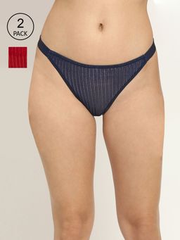 AOBA - Women Pack Of 3 Assorted Self Design Thongs Briefs