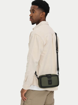 Ozuko - PIXELPOD Range Green Soft Sling Bag With Detachable Strap