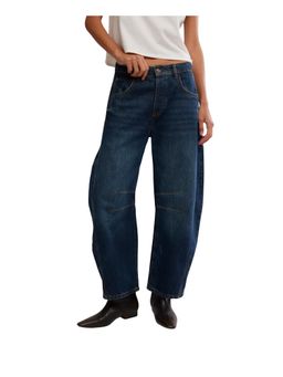 Free People - Good Luck Mid Rise Barrel Jeans - Blue