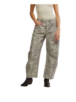 Free People - Good Luck Printed Barrel Jeans - Beige