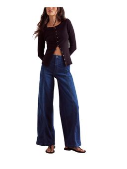 Free People - Libre Wide Leg Jeans - Navy